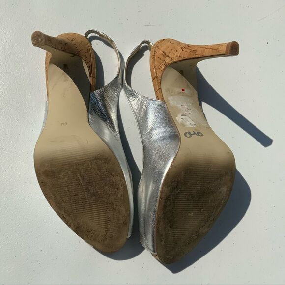 Guess Silver Peep-Toe Slingback Heels - Picture 5 of 7
